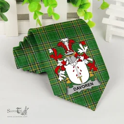 Irish Davoren or O'Davoren Coat of Arms Family Crest Ireland Neck Tie Irish National Tartan Irish County Tie