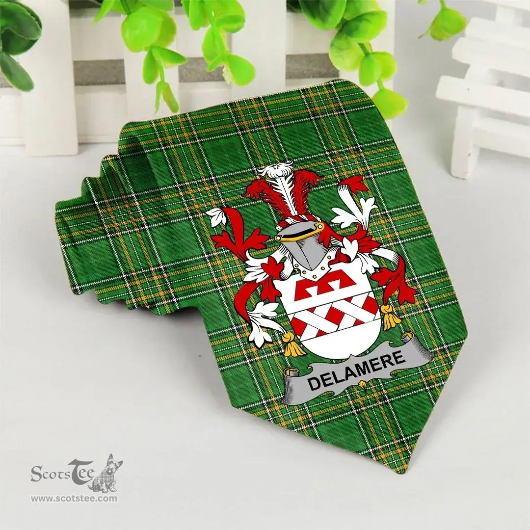 Irish Delamere Coat of Arms Family Crest Ireland Neck Tie Irish National Tartan Irish County Tie