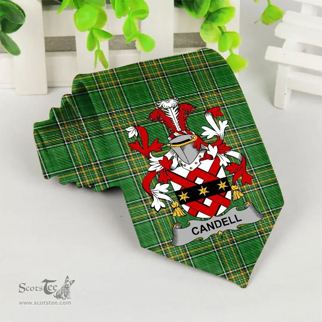 Irish Candell Coat of Arms Family Crest Ireland Neck Tie Irish National Tartan Irish County Tie