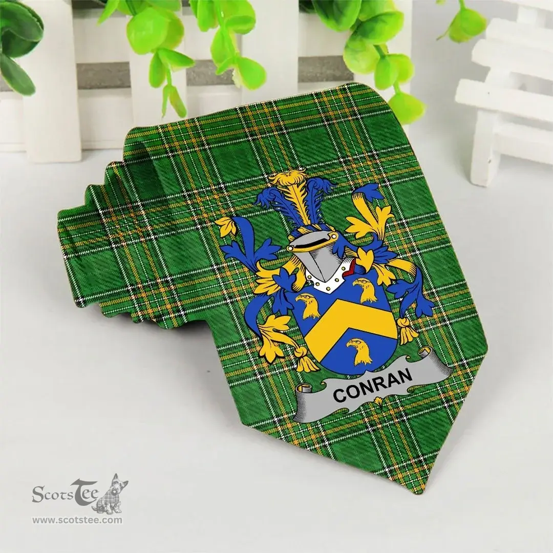 Irish Conran or O'Condron Coat of Arms Family Crest Ireland Neck Tie Irish National Tartan Irish County Tie
