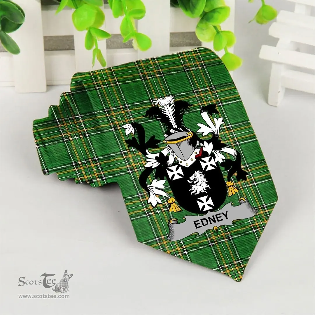 Irish Edney Coat of Arms Family Crest Ireland Neck Tie Irish National Tartan Irish County Tie