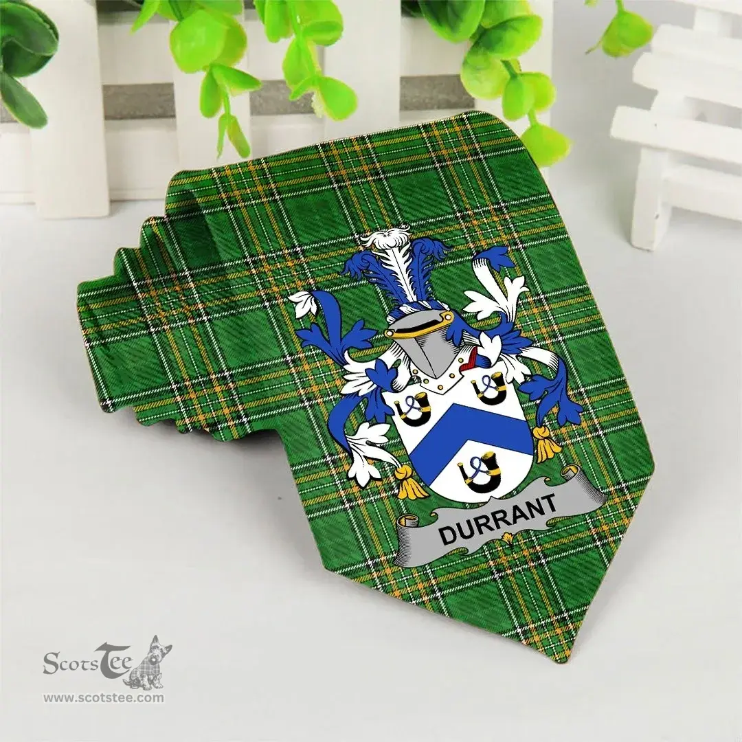 Irish Durrant Coat of Arms Family Crest Ireland Neck Tie Irish National Tartan Irish County Tie