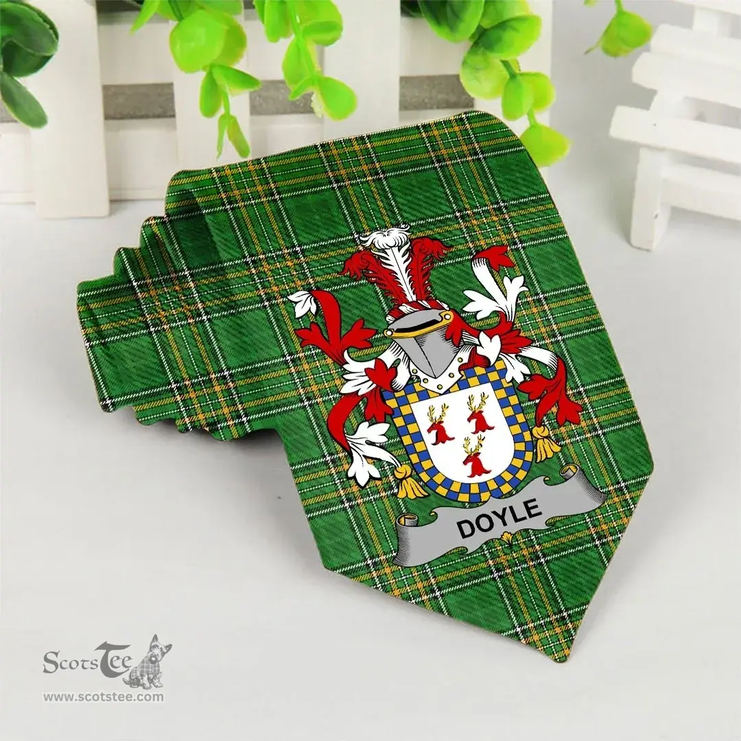 Irish Doyle or O'Doyle Coat of Arms Family Crest Ireland Neck Tie Irish National Tartan Irish County Tie