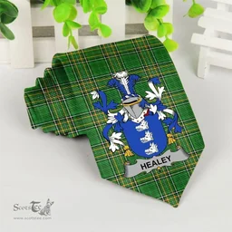 Irish Healey or O'Healey Coat of Arms Family Crest Ireland Neck Tie Irish National Tartan Irish County Tie