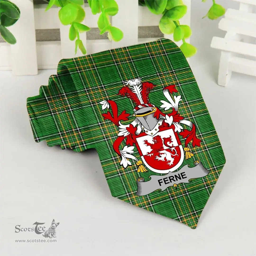 Irish Ferne Coat of Arms Family Crest Ireland Neck Tie Irish National Tartan Irish County Tie