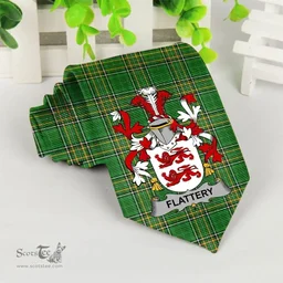 Irish Flattery or O'Flattery Coat of Arms Family Crest Ireland Neck Tie Irish National Tartan Irish County Tie
