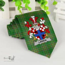 Irish Larkin or O'Larkin Coat of Arms Family Crest Ireland Neck Tie Irish National Tartan Irish County Tie