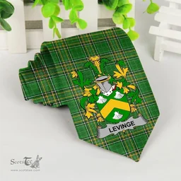 Irish Levinge or Levens Coat of Arms Family Crest Ireland Neck Tie Irish National Tartan Irish County Tie
