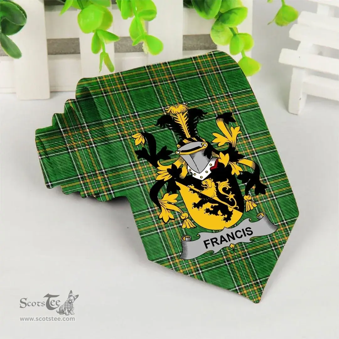 Irish Francis Coat of Arms Family Crest Ireland Neck Tie Irish National Tartan Irish County Tie