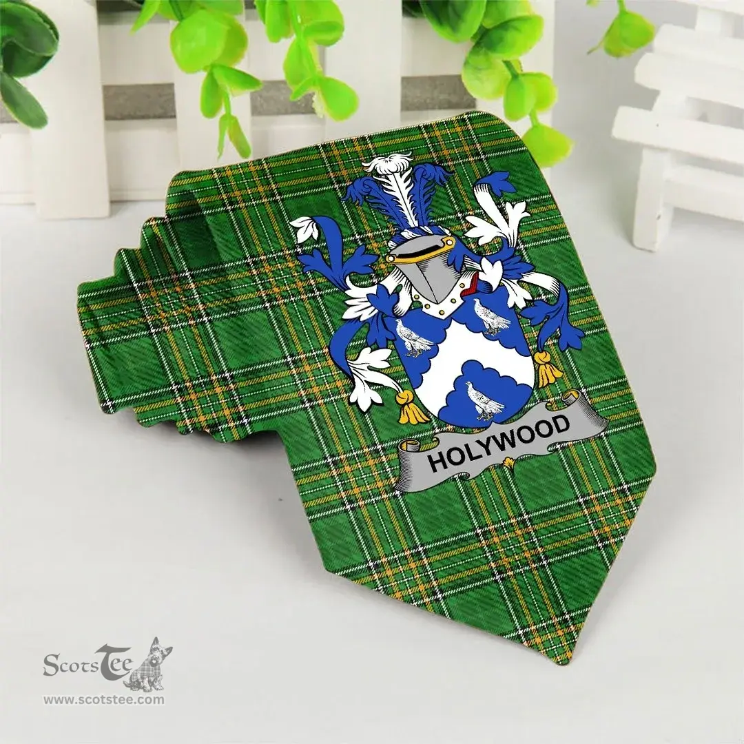 Irish Holywood Coat of Arms Family Crest Ireland Neck Tie Irish National Tartan Irish County Tie