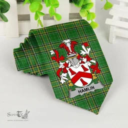 Irish Hamline Coat of Arms Family Crest Ireland Neck Tie Irish National Tartan Irish County Tie