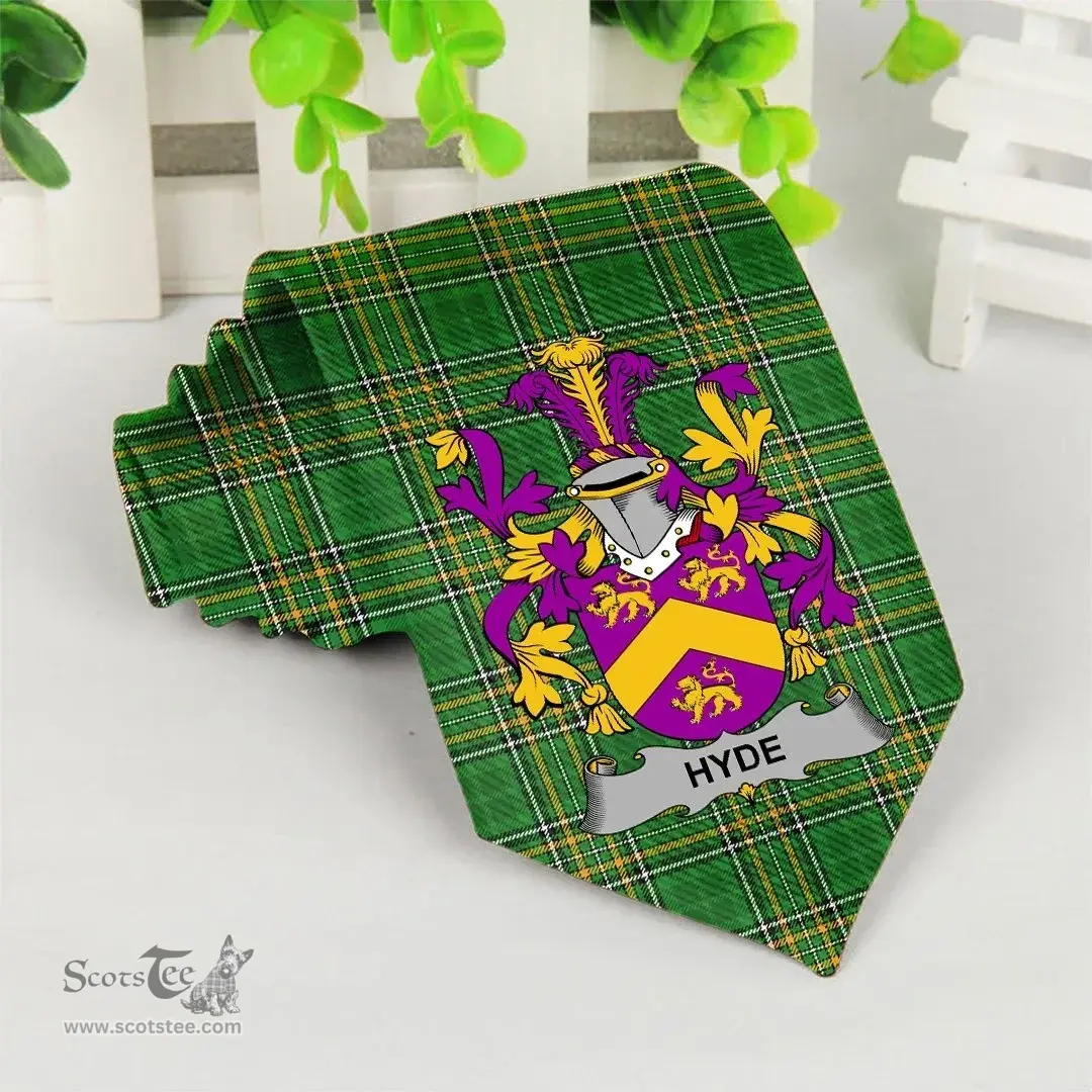 Irish Hyde Coat of Arms Family Crest Ireland Neck Tie Irish National Tartan Irish County Tie