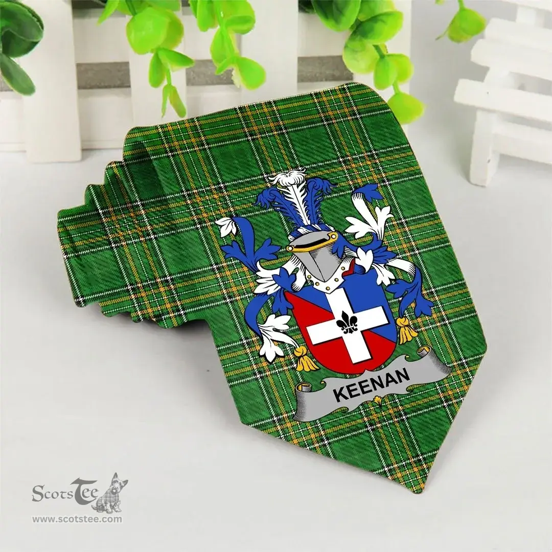 Irish Keegan or Egan Coat of Arms Family Crest Ireland Neck Tie Irish National Tartan Irish County Tie