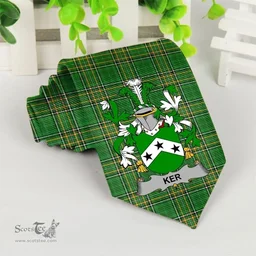 Irish Ker Coat of Arms Family Crest Ireland Neck Tie Irish National Tartan Irish County Tie