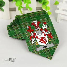 Irish Fox Coat of Arms Family Crest Ireland Neck Tie Irish National Tartan Irish County Tie