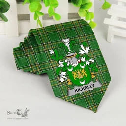 Irish Kilkelly or Killikelly Coat of Arms Family Crest Ireland Neck Tie Irish National Tartan Irish County Tie