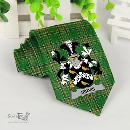 Irish Jervis or Jarvis Coat of Arms Family Crest Ireland Neck Tie Irish National Tartan Irish County Tie