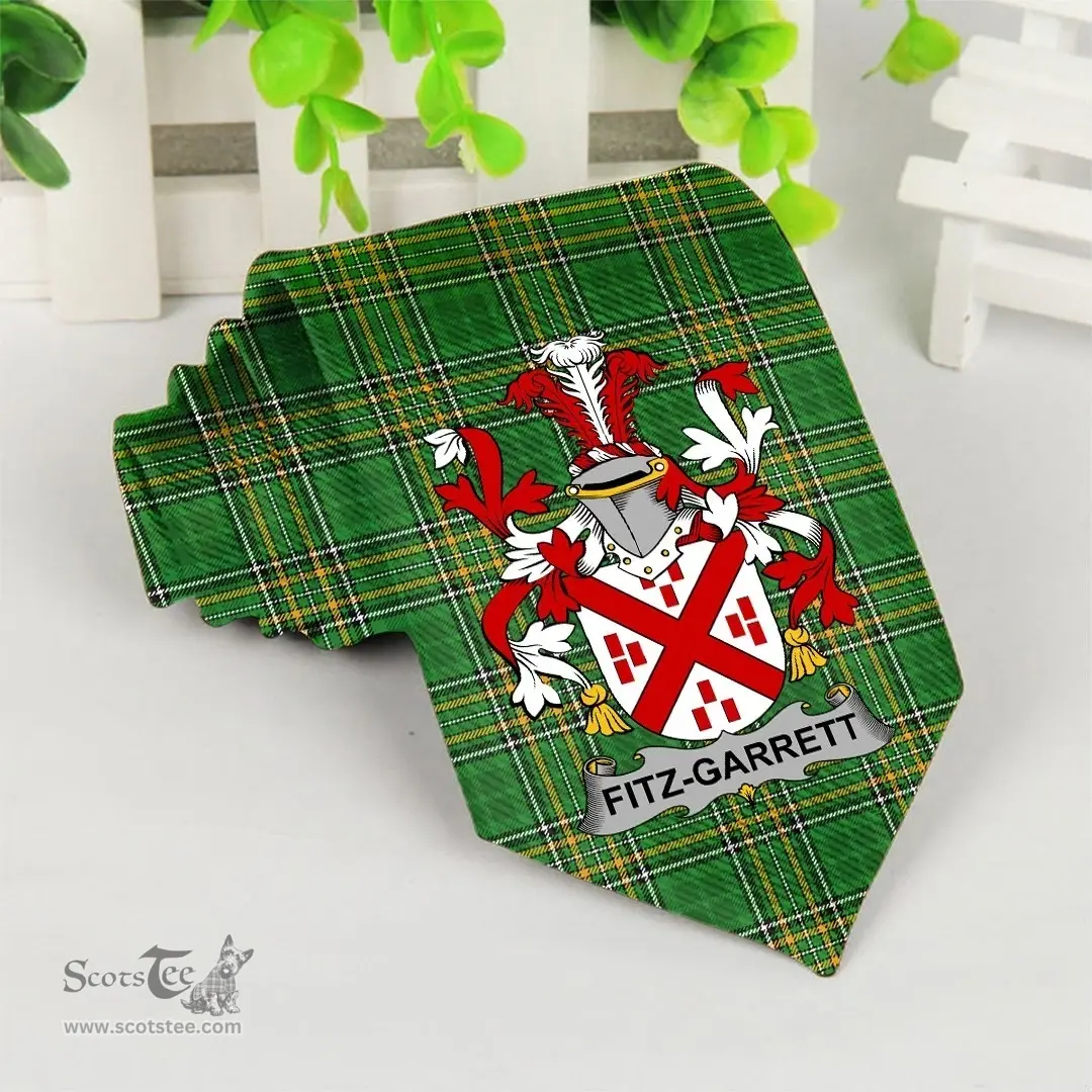 Irish Fitz-Garrett Coat of Arms Family Crest Ireland Neck Tie Irish National Tartan Irish County Tie