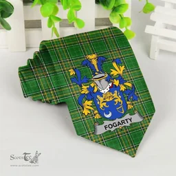 Irish Fogarty or O'Fogarty Coat of Arms Family Crest Ireland Neck Tie Irish National Tartan Irish County Tie