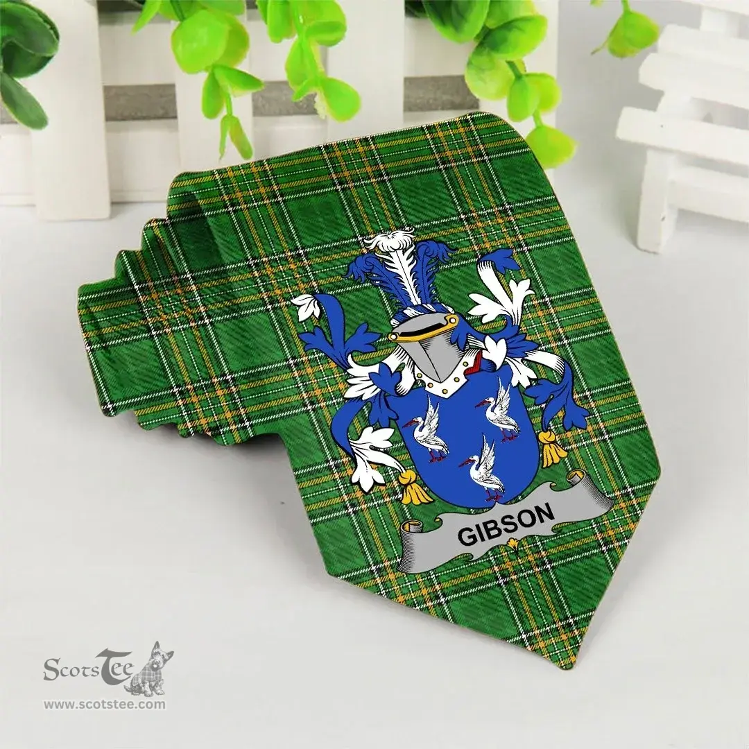 Irish Gibson Coat of Arms Family Crest Ireland Neck Tie Irish National Tartan Irish County Tie