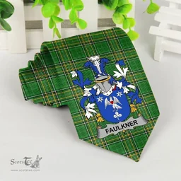 Irish Faulkner Coat of Arms Family Crest Ireland Neck Tie Irish National Tartan Irish County Tie