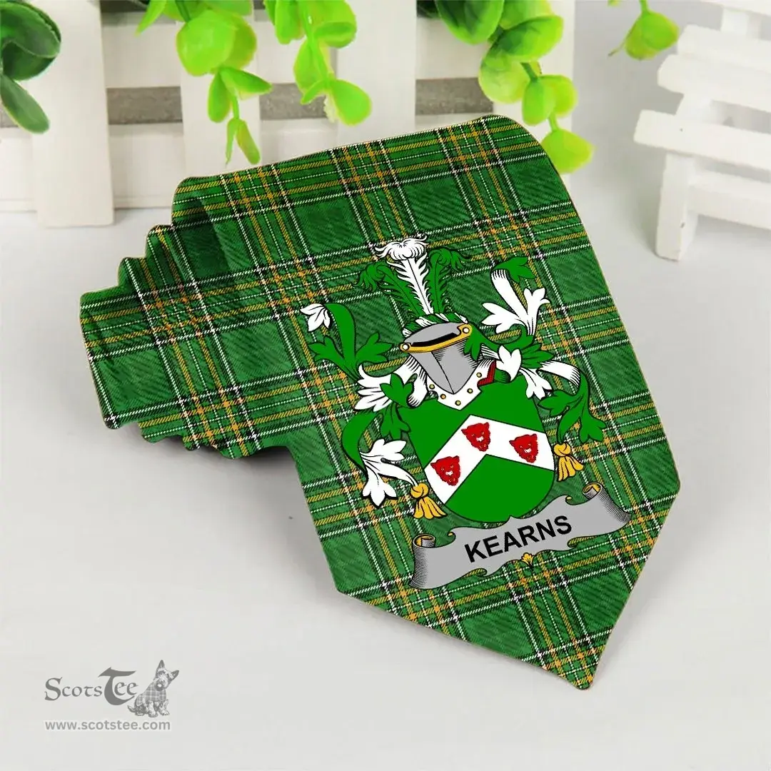 Irish Kearns or O'Kearon Coat of Arms Family Crest Ireland Neck Tie Irish National Tartan Irish County Tie