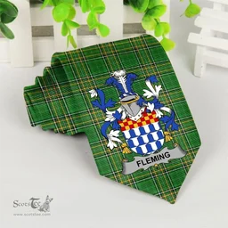 Irish Fleming Coat of Arms Family Crest Ireland Neck Tie Irish National Tartan Irish County Tie