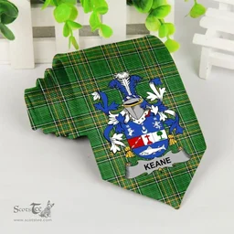 Irish Keane or O'Cahan Coat of Arms Family Crest Ireland Neck Tie Irish National Tartan Irish County Tie