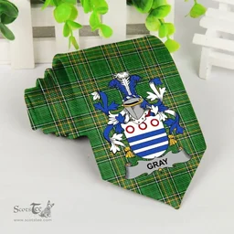 Irish Gray Coat of Arms Family Crest Ireland Neck Tie Irish National Tartan Irish County Tie