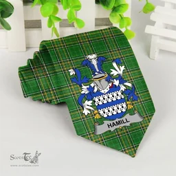 Irish Hamill Coat of Arms Family Crest Ireland Neck Tie Irish National Tartan Irish County Tie