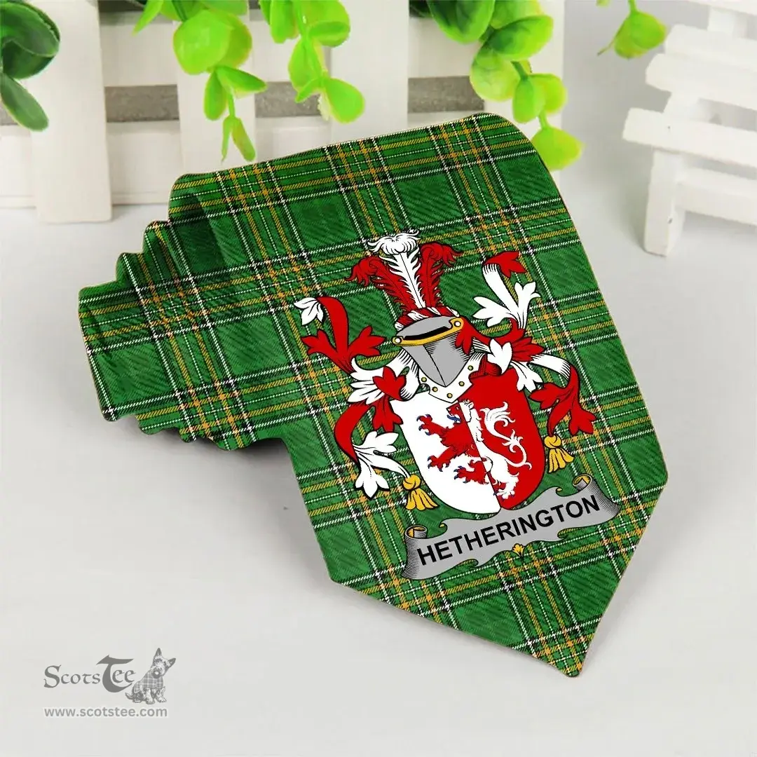 Irish Hetherington Coat of Arms Family Crest Ireland Neck Tie Irish National Tartan Irish County Tie