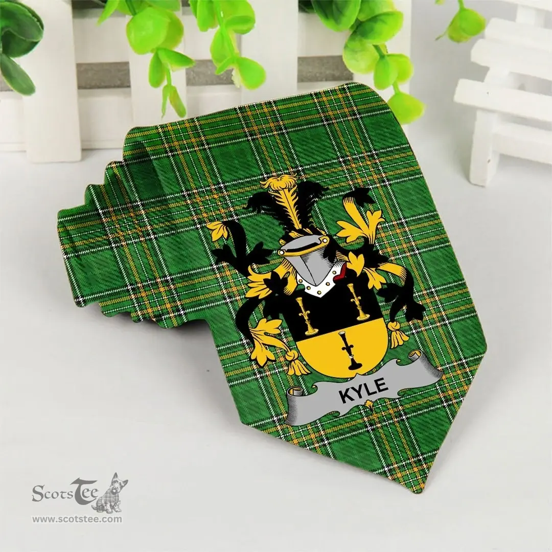 Irish Kyle Coat of Arms Family Crest Ireland Neck Tie Irish National Tartan Irish County Tie