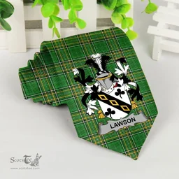 Irish Lawson Coat of Arms Family Crest Ireland Neck Tie Irish National Tartan Irish County Tie