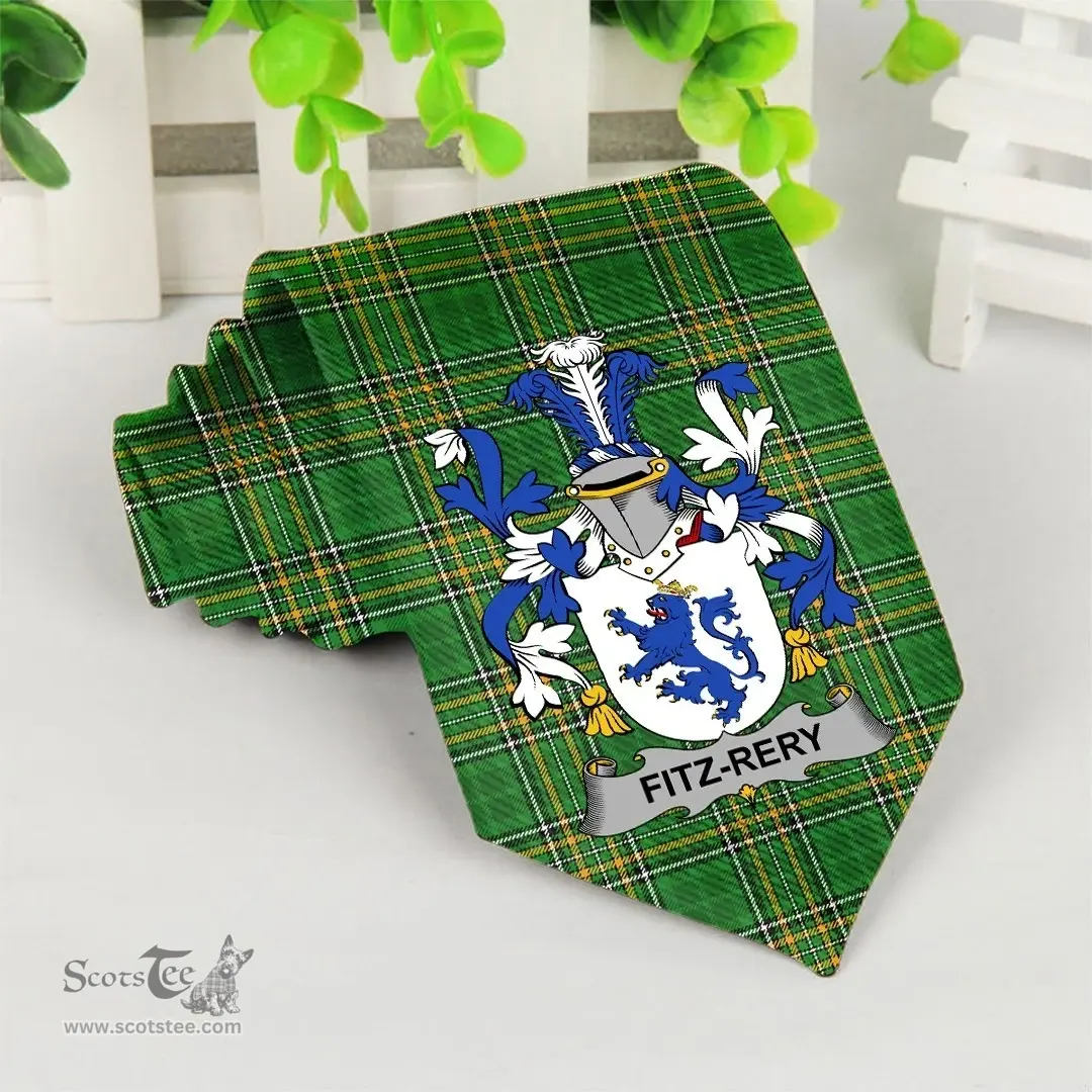 Irish Fitz-Rery Coat of Arms Family Crest Ireland Neck Tie Irish National Tartan Irish County Tie