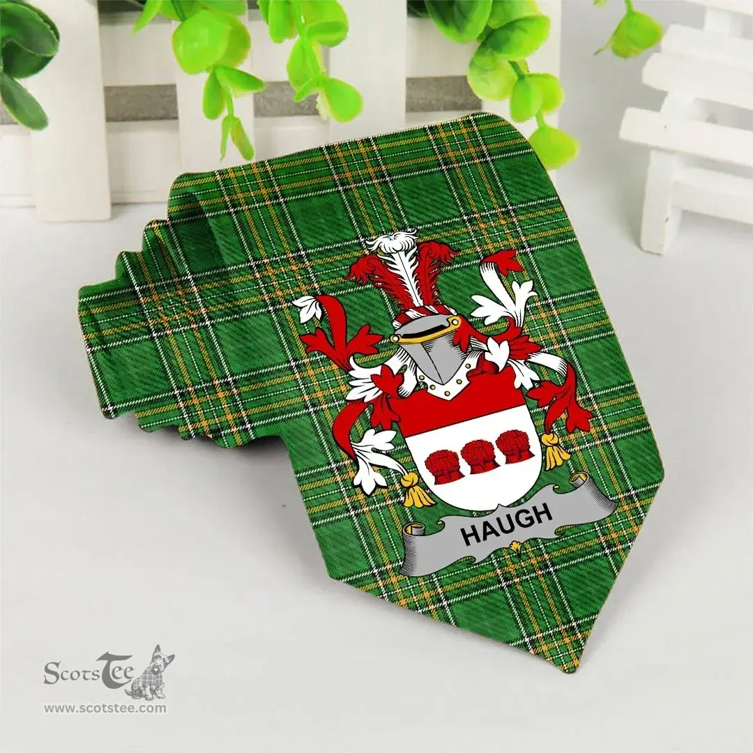 Irish Haugher or O'Haffey Coat of Arms Family Crest Ireland Neck Tie Irish National Tartan Irish County Tie