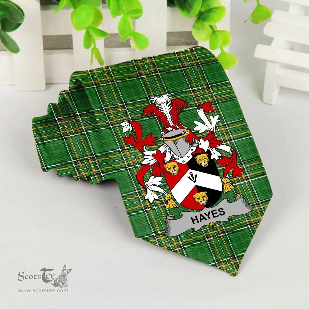 Irish Hayes Coat of Arms Family Crest Ireland Neck Tie Irish National Tartan Irish County Tie