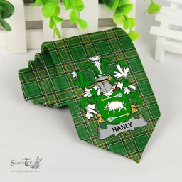 Irish Hanly or O'Hanley Coat of Arms Family Crest Ireland Neck Tie Irish National Tartan Irish County Tie