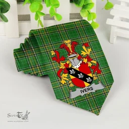 Irish Ivers Coat of Arms Family Crest Ireland Neck Tie Irish National Tartan Irish County Tie