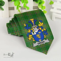 Irish Greer Coat of Arms Family Crest Ireland Neck Tie Irish National Tartan Irish County Tie