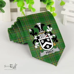 Irish Feely or O'Feehily Coat of Arms Family Crest Ireland Neck Tie Irish National Tartan Irish County Tie