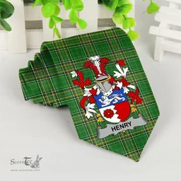 Irish Henry or O'Henry Coat of Arms Family Crest Ireland Neck Tie Irish National Tartan Irish County Tie