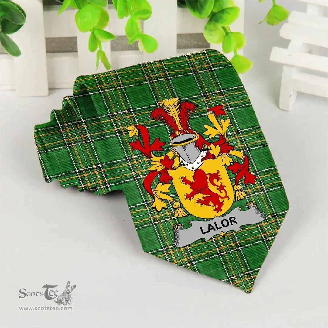Irish Lalor or O'Lawlor Coat of Arms Family Crest Ireland Neck Tie Irish National Tartan Irish County Tie