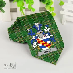 Irish Leigh or McLaeghis Coat of Arms Family Crest Ireland Neck Tie Irish National Tartan Irish County Tie