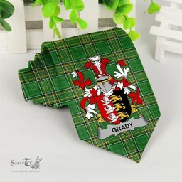 Irish Grady or O'Grady Coat of Arms Family Crest Ireland Neck Tie Irish National Tartan Irish County Tie