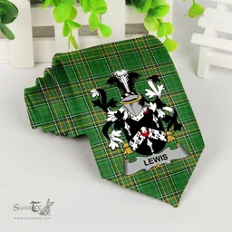 Irish Lewis Coat of Arms Family Crest Ireland Neck Tie Irish National Tartan Irish County Tie