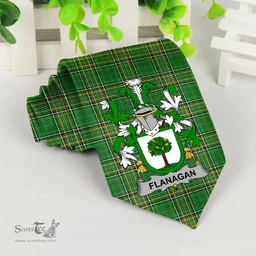 Irish Flanagan or O'Flanagan Coat of Arms Family Crest Ireland Neck Tie Irish National Tartan Irish County Tie