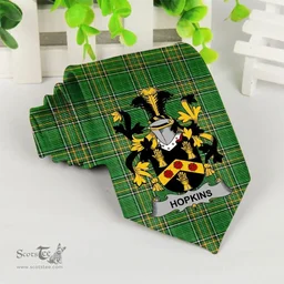 Irish Hopkins Coat of Arms Family Crest Ireland Neck Tie Irish National Tartan Irish County Tie