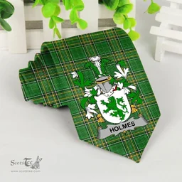Irish Holmes Coat of Arms Family Crest Ireland Neck Tie Irish National Tartan Irish County Tie