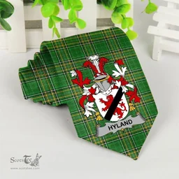 Irish Hyland or O'Hyland Coat of Arms Family Crest Ireland Neck Tie Irish National Tartan Irish County Tie