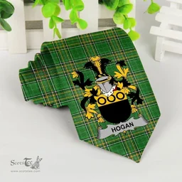 Irish Hogan or O'Hogan Coat of Arms Family Crest Ireland Neck Tie Irish National Tartan Irish County Tie